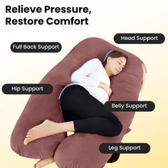 U Shape Full Body Pillow, Pregnancy Pillows For Sleeping, Adjustable, Peach Color | Maternity Pillows For Back, Hips, Legs, Belly | For Pregnant Women With Removable, Washable Velvet Cover