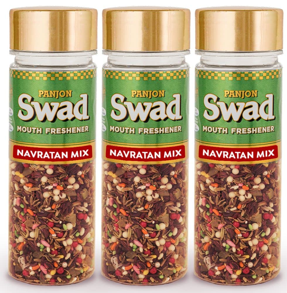 Panjon Swad Navratan Mix Mukhwas 420gm, (140gm *3 Bottles) | Digestive Mouth Freshener