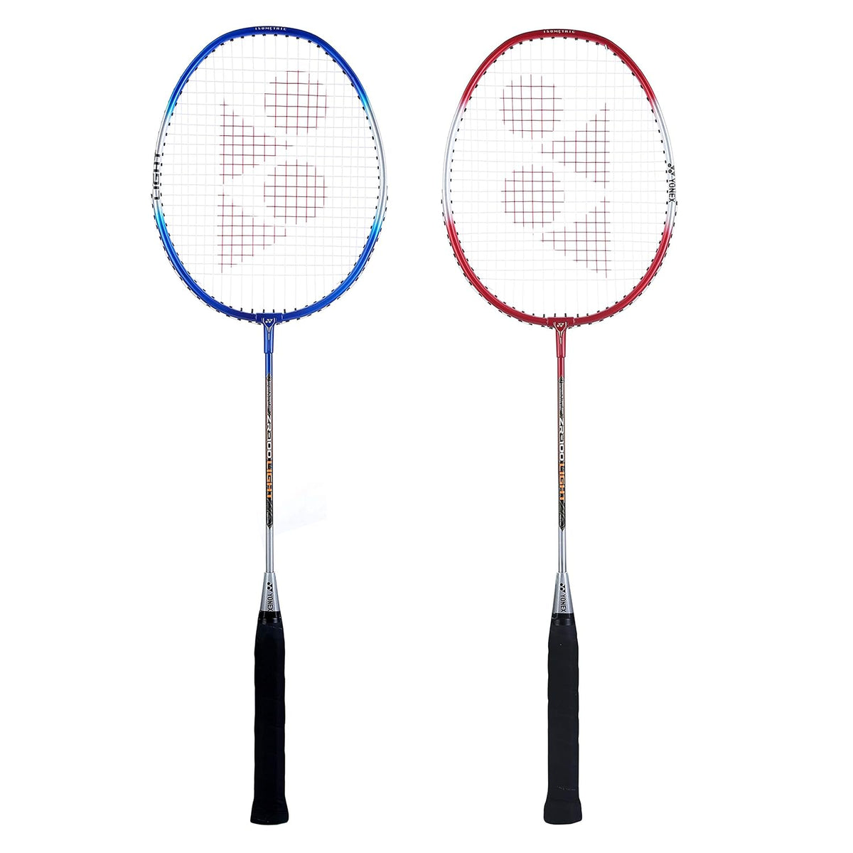 Yonex ZR 100 LIGHT Aluminium Badminton Racquet With Full Cover, Set Of 2 | Colour - Red + Blue, Grip Size - G4  (3.5 inches)