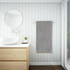 Spaces 100% Cotton Bath Towel 575 Gsm | Ribbed Texture High Absorbency High Loft Cotton Bath Towels (Silver)