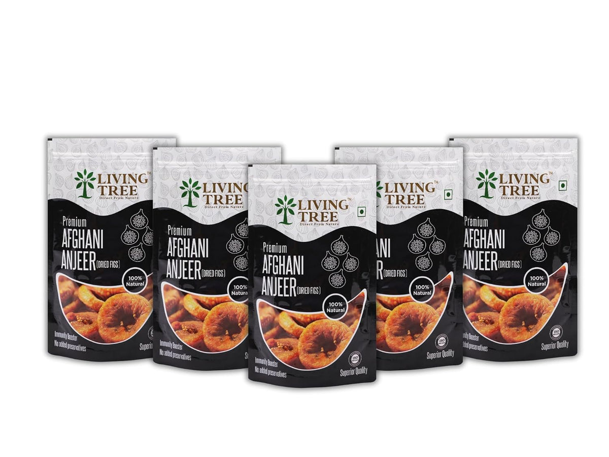 100% Natural Premium Afghani Anjeer (Dried Figs) By Living Tree 1kg, (200gm* Pack Of 5) | Weight Loss Healthy Bones Improves | Immunity Boost | 35.2 Ounce