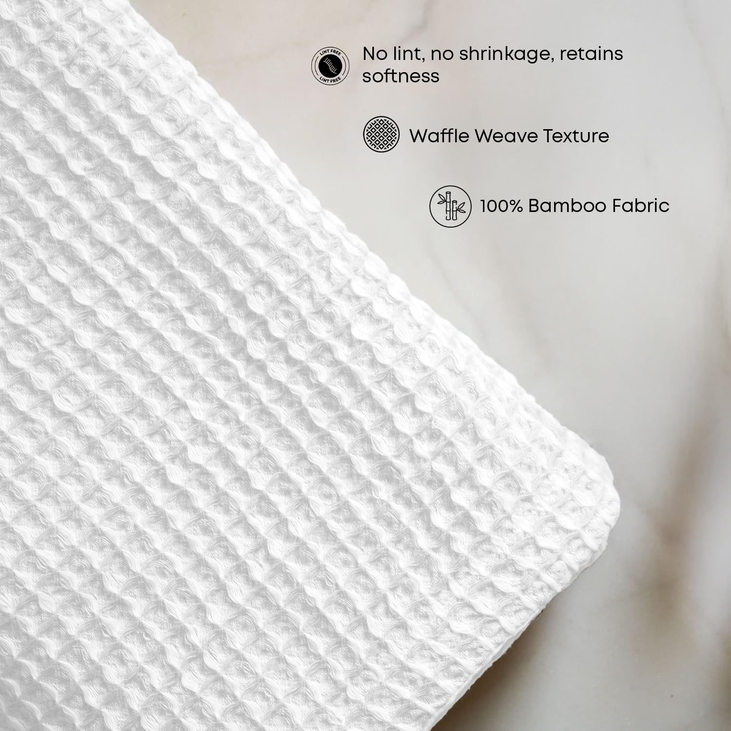 Linenwalas 100% Bamboo Waffle Quick Dry Bath Towel 400 Gsm | Ultra Soft, Super Absorbent Luxury Bathroom & Travel Friendly Light Weight Bath Towel (White)