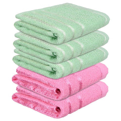 Kuber Industries Face Towel 1000 Gsm | Towels For Daily Use Workout Hand Towel | Lining Design | Pack Of 5 (Green & Pink)