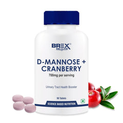 Brexhealth D-Mannose + Cranberry For Uti Supplements, Antioxidant Rich Supplement For Health | 90 Tablets 150gm 0.3lbs