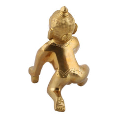 Beautiful Brass Laddu Gopal Idol, Kanha Ji, Bal Krishna Statue, Gold Idol - 8 Cm, Antique Murti, For Home, Office Décor, All Festivals, Idol