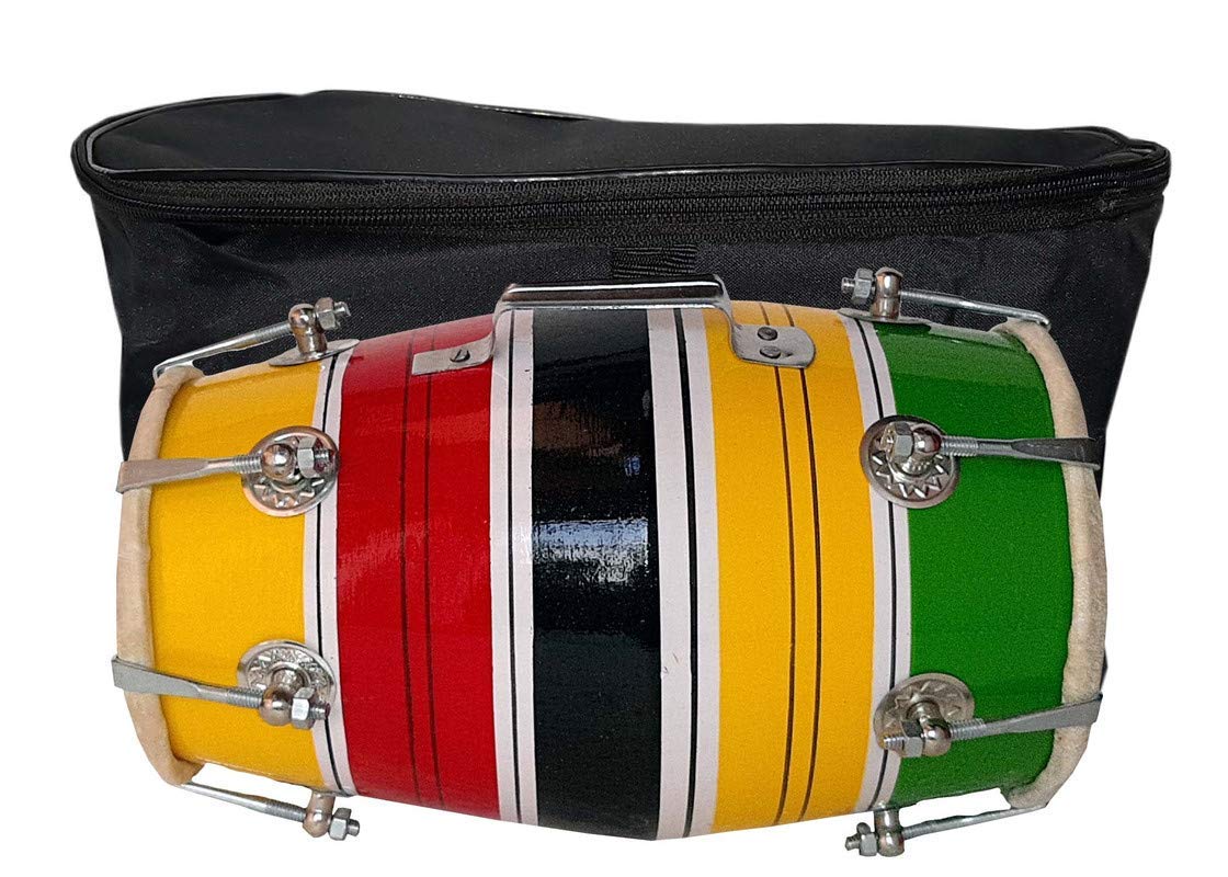 Wooden Musical Instrument Baby Dholak Drum Nuts & Bolt - Multicolor | Dholak For Festival, Wedding, Satsang - Very Easy To Tune