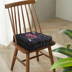 Cotton Chair Cushions Pillow For Sitting, Back Rest, Marvel Spiderman - Black | Chair Pad For Office Work & Posture Support | Furniture Cushion, Lightweight & Portable - Pack Of 3