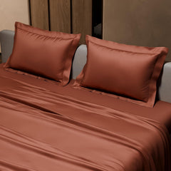 Double Bedsheet With 2 Pillow Covers - 90 X 100 Inches, Brown | Ultra Satin Premium Bedding Set | Gift For Couples, Wedding, Anniversary, Date Night