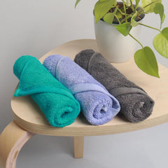Heelium Bamboo Face Towel 600 Gsm | Ultra Absorbent & Odour-Free 3x Softer Than Cotton Towels | Pack Of 3 -Teal, Grey & Iris