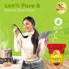 100% Pure Desi Ghee By Ayufarms | High In Vitamin A, Curd Cultured & Churned Ghee Rich In Aroma & Flavor | (1 Litre) 33.8 Ounce | Bucket