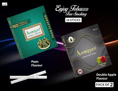 Double Apple & Paan Flavored Cigarette For Relieve Stress & Mood Enhance - 10 Sticks X 2 Packets - No Bad Smell, Non Addictive, No Harmful - Tobacco & Nicotine Free