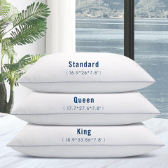 Bed Pillows For Sleeping, Queen Size Pillows, Down Alternative Filling, White | Pillow For Back, Stomach & Side Sleepers Grey, Comfortable-Durable | Luxury Fabric, Machine Washable - Set Of 2