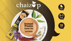 Chaizup Premium 1 Min Instant Saffron Tea Premix - Pack Of 3 X 140gm, 4.9 Ounce Each, 30 Sachets | Instant Kesar Chai Powder - Just Add Hot Water | Low Caffeine