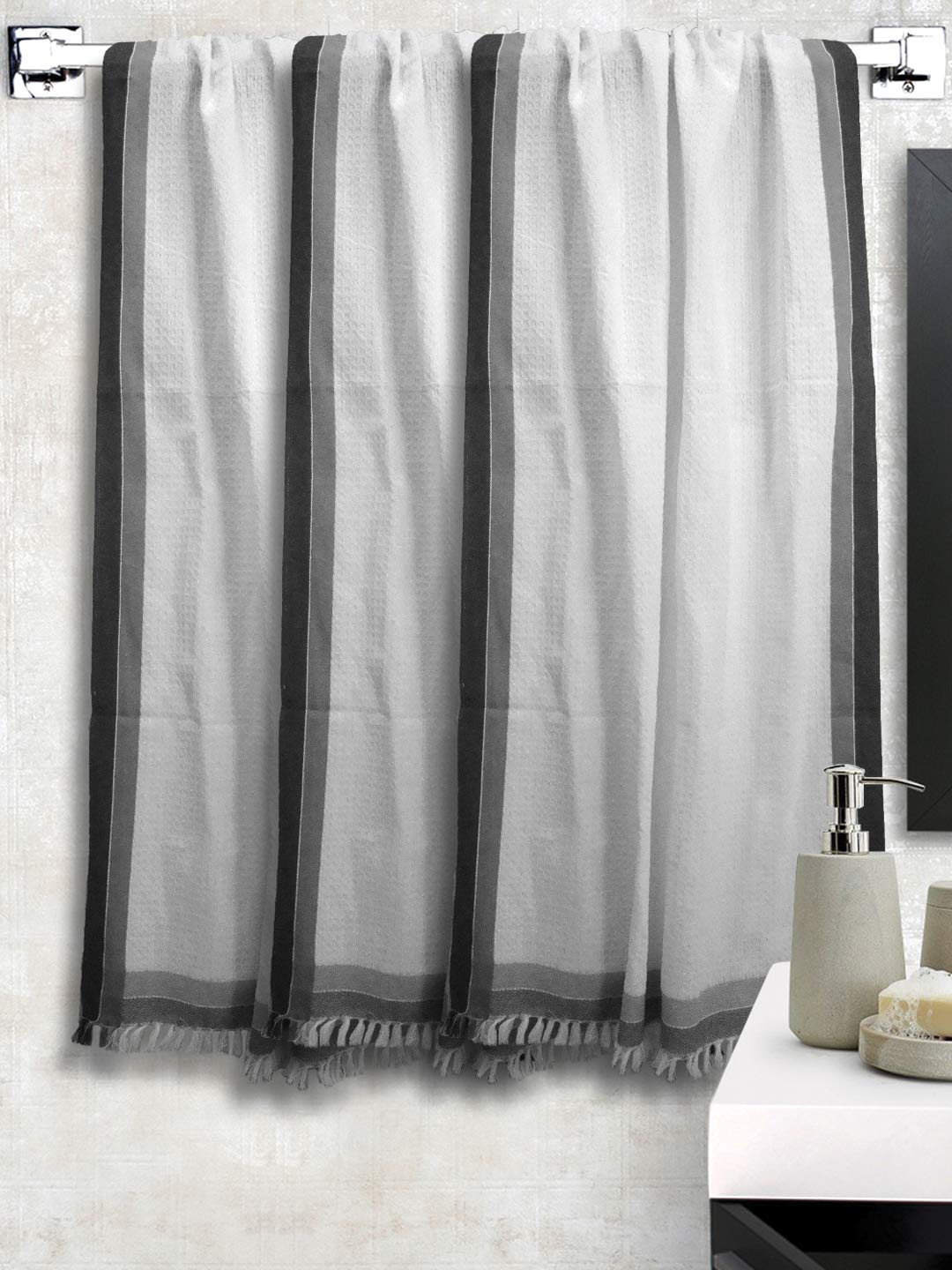 Athom Trendz Living Cotton Bath Towel 600 Gsm | Lightweight, Soft & Absorbent, Quick-Drying, Skin-Friendly, Luxury Quality, Durable Towel - Pack Of 3 (Grey)