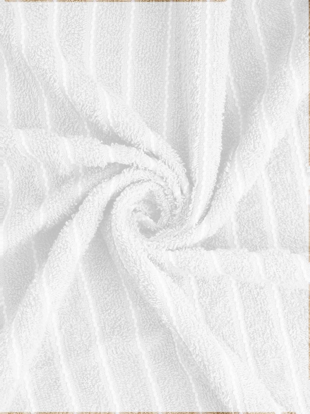 Welspun 100% Cotton Large 250 Gsm Dobby Solid 2-In-1 Bath Towel (White)