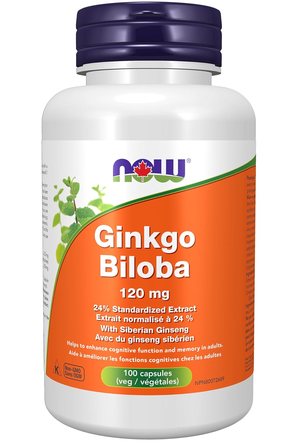 Now Ginkgo Biloba 120mg 24% 50:1 Extract, Helps To Maintain Cognitive Function & Memory In Adults | 100 Veg Capsules 150gm 0.3lbs