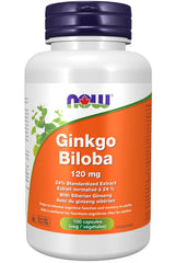 Now Ginkgo Biloba 120mg 24% 50:1 Extract, Helps To Maintain Cognitive Function & Memory In Adults | 100 Veg Capsules 150gm 0.3lbs