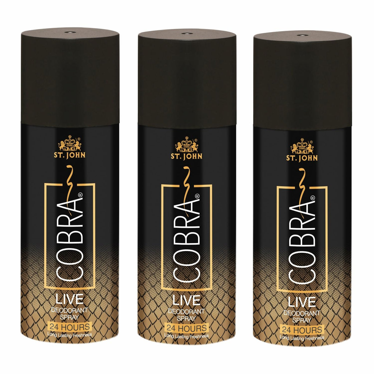 St. john Cobra Live Deodorant Spray 450ml 15.2 Fl.oz. Pack Of 3 For Men | Perfect For Use Dailywear & Partywear