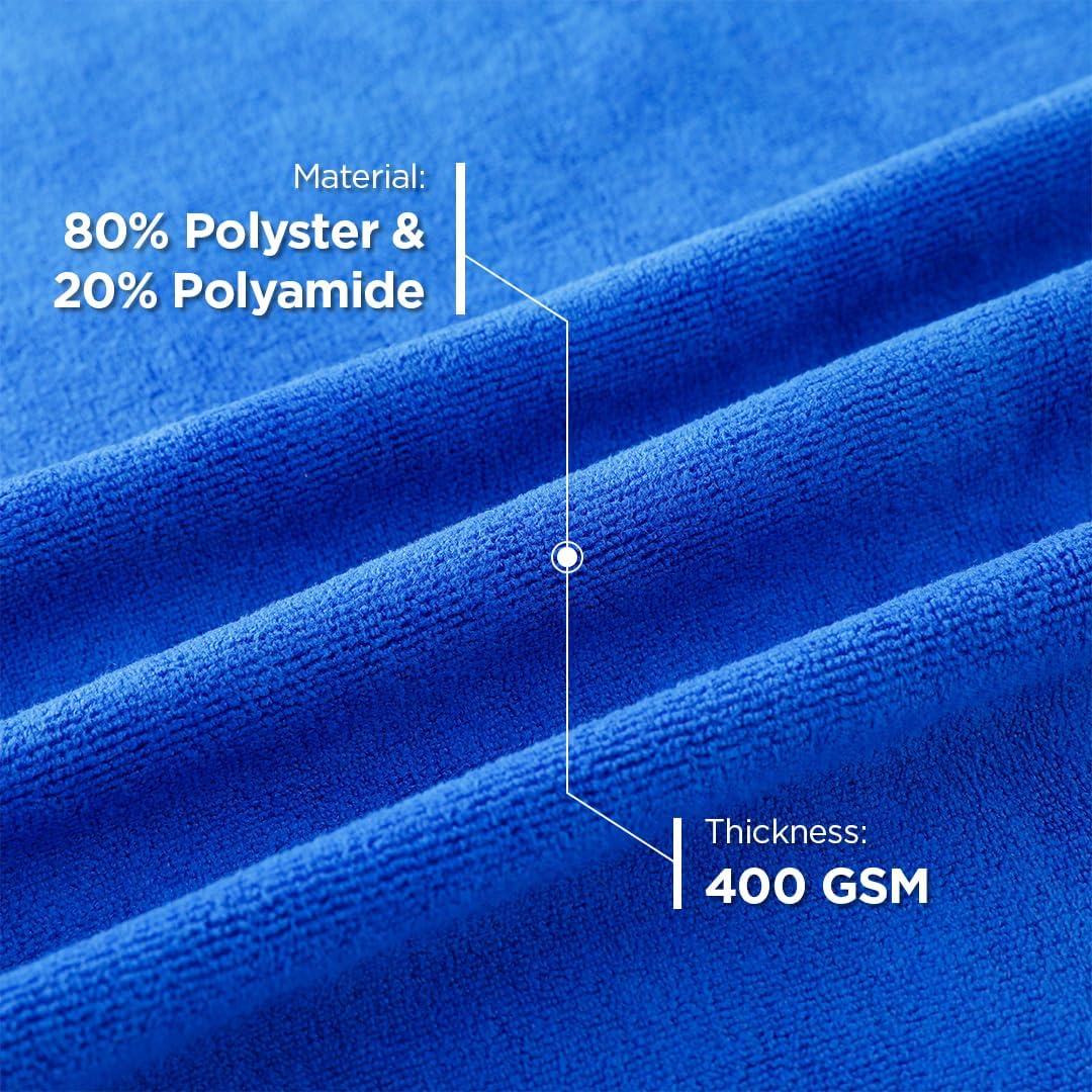 Kuber Industries Face Towel 450 Gsm | Antibacterial Microfiber Hand Towel (Blue) - 3 Pcs