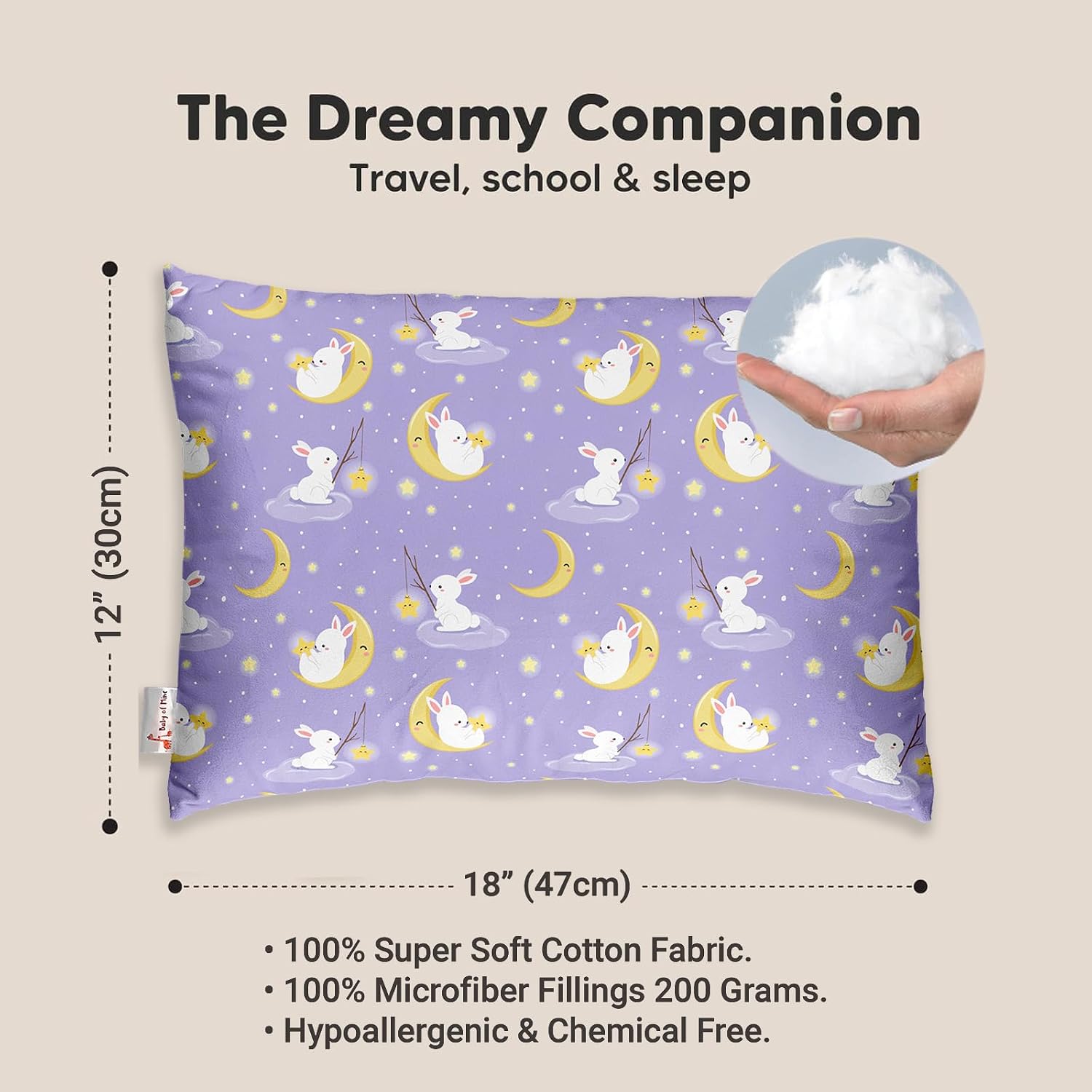 Personalized Pillow For Kids, Super Soft Cotton Kids Cushion - 12 X 18 Inches | Custom Name, For 5 Years Old Kids, Adorable Prints | For Head, Neck Support Baby Pillow - Pillow 05