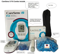 CareSens S Fit Blood Glucose Monitoring System With Enhanced Accuracy & Precision, Combo Offer 10s Test Strips In Side Kit+50s Test Strips (Total 60 Test Strips)+100 Blood Lancet