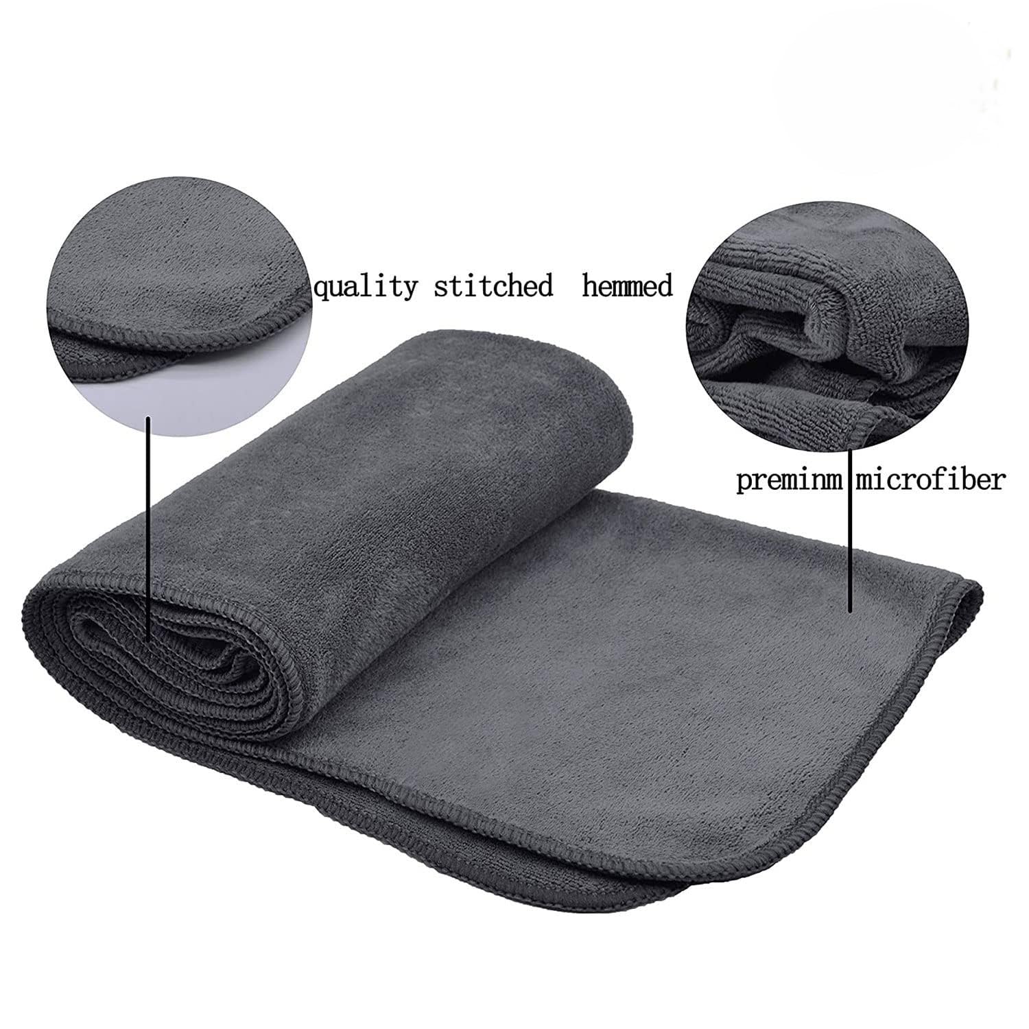 Showstopper Super Soft Microfiber Hand Towels 1200 Gsm | Ultra Absorbent, Lint-Free, Scratch-Free, Quick-Dry, Gym & Workout Towels - Set Of 6 (Grey)