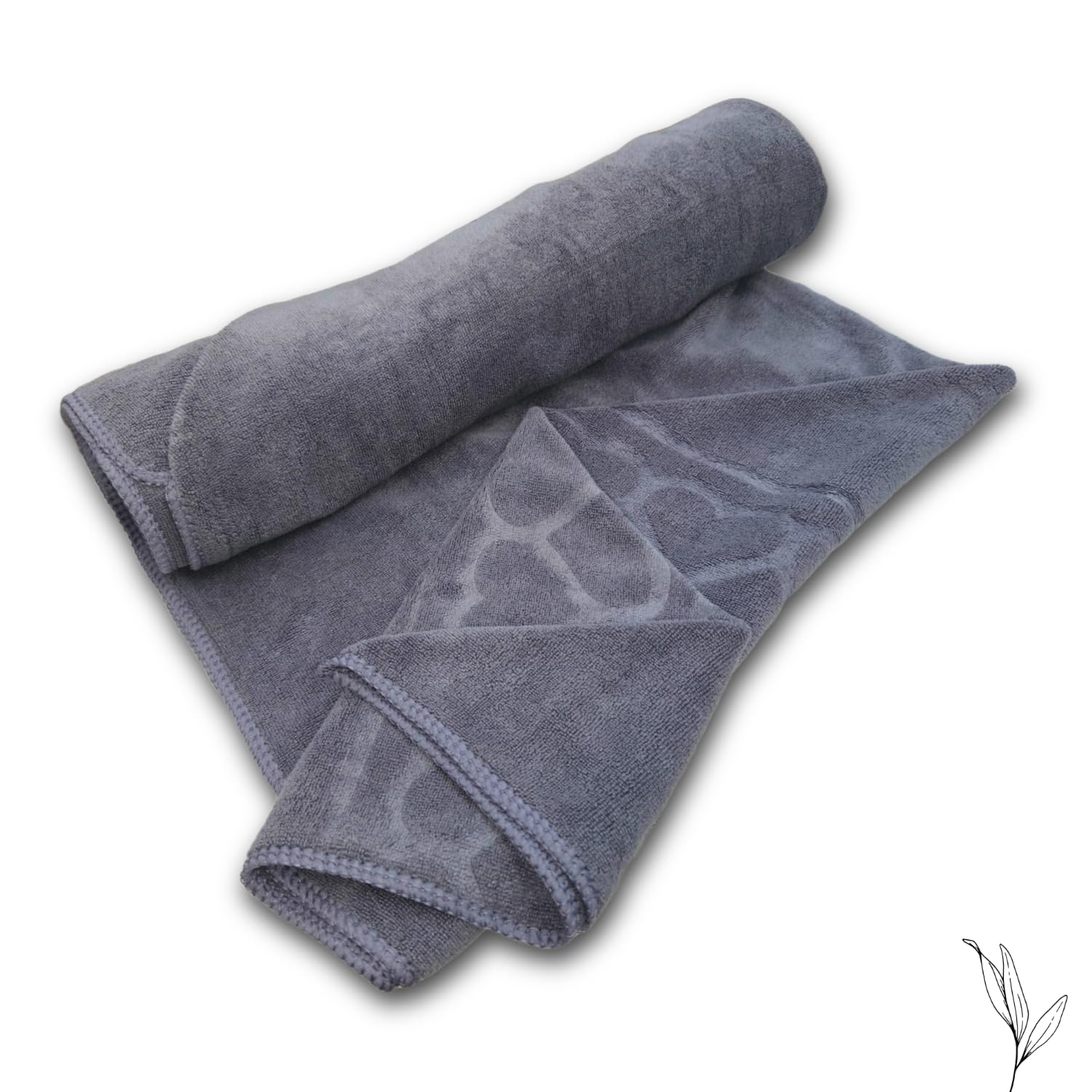 Nive Home Linens Microfiber Bath Towel 800 Gsm | Self Design, Ultra Soft, Super Absorbent, Quick Dry (Gray & Teal)- Pack Of 2