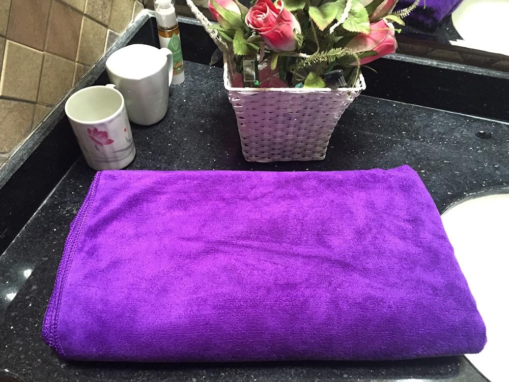 Midastra Microfiber Bath Towel 500 Gsm | Fast Drying, Extra Soft & Absorbent, Perfect for Home, Gym, Travel Bath Towel (Purple)