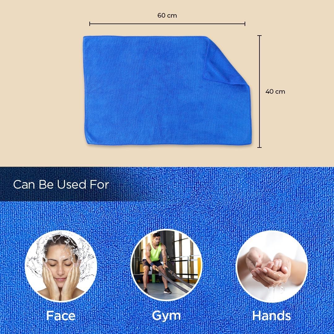 Kuber Industries Face Towel 150 Gsm | Antibacterial Microfiber Hand Towel (Blue)