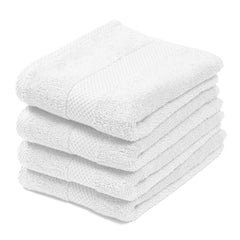 Premium 100% Combed Cotton Hand Towels 800 Gsm | Ultra Soft, Quick Dry & Highly Absorbent, For Home, Gym & Travel Hand Towel (White) - Pack Of 4