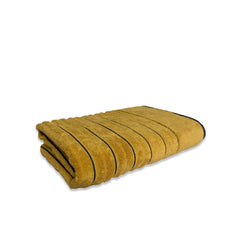 Spaces 100% Cotton Bath Towel 600 Gsm | High Loft Ribbed Texture High Absorbency Cotton Bath Towels (Dark Yellow)