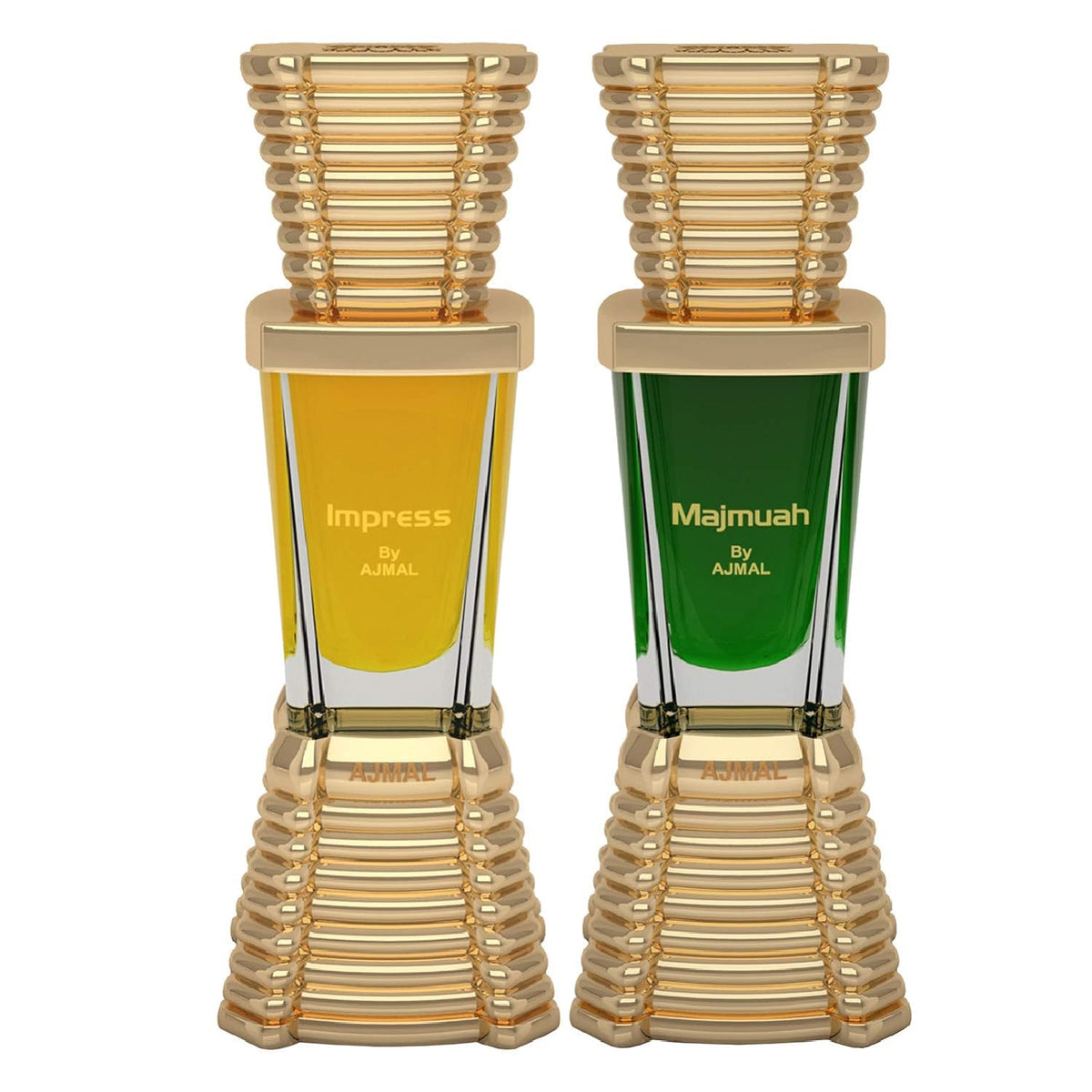 Set Of Majmuah & Impress Concentrated Attar Perfume Oil 10ml 0.3 Fl.oz. Each Pack Of 2 | Free From Alcohol | For Unisex