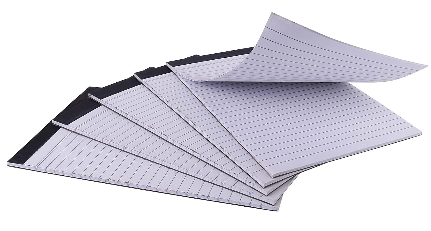 Writing Pad, A5 Size 35 Sheets Each, With Narrow-Ruled Sheet, Easy to Carry, Pack Of 5