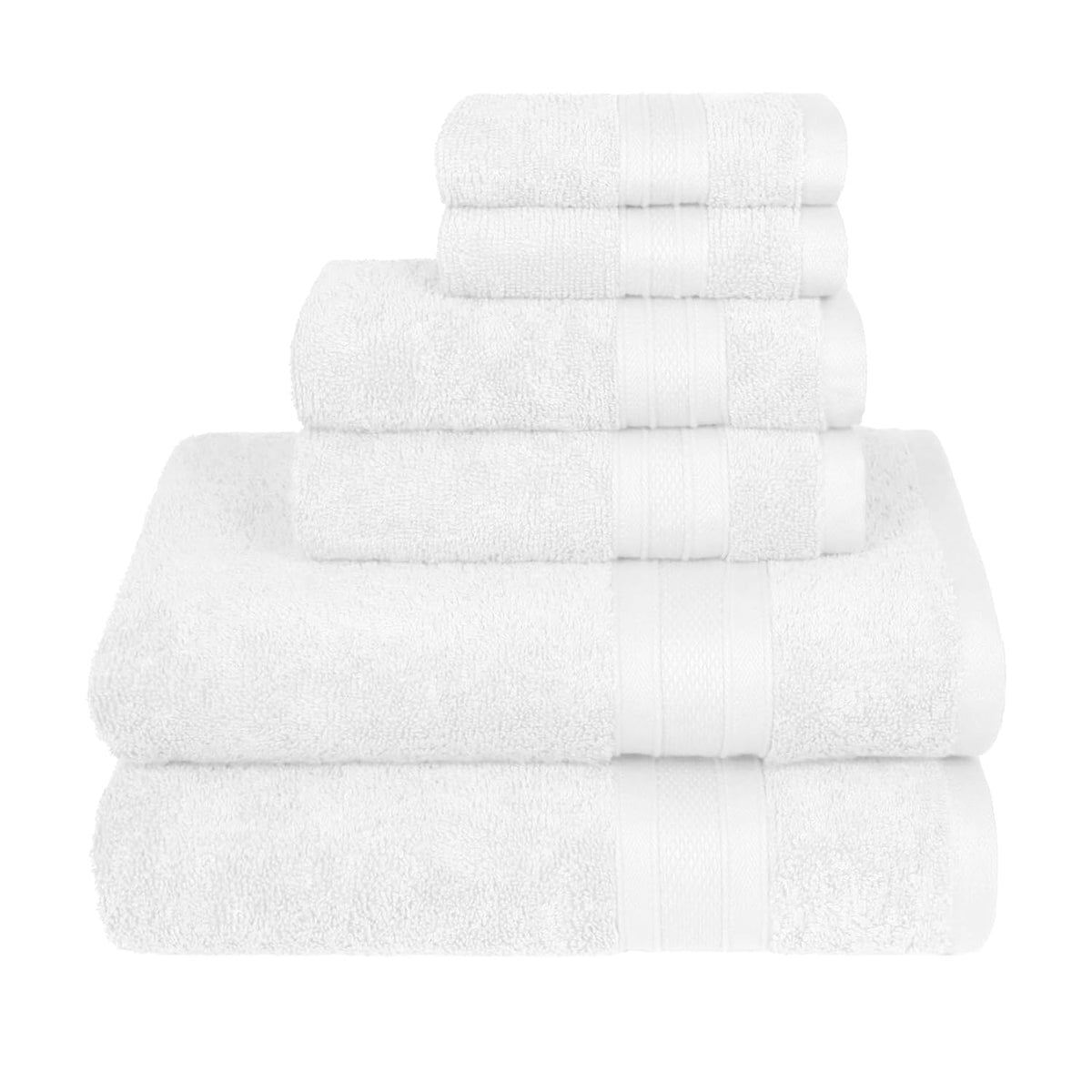 Trident Soft Comfort Air Rich Bath Towels 500 Gsm | 100% Cotton Towel, Super Soft, Highly Absorbent, 6 Pieces (White)