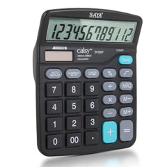 Saya Standard Desktop Calculator | 112 Steps Check | M+, M-, MRC Functions | Dual Power: Solar & Battery | Large Button Layout | Auto Power Off | Ideal For Office, School & Business