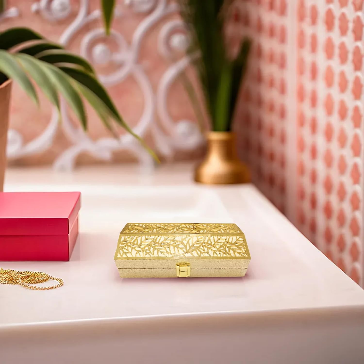 Designer Lazer Cutting Shagun Cash Box Or Gaddi Box For Shagun, Money Box For Wedding, Anniversary, Baby Shower, Ring Ceremony Eidi Or Any Other Occasion, Pack Of 2, Gold