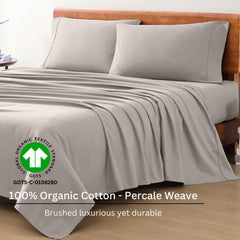 Breathable Cotton Flat Bedsheets With Pillow Cover - 60 X 90 Inches, Silver | Looking For Everyday Bedding | Softness Every Night | 144 Thread Count