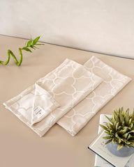 Debaans Bamboo Hand Towels 400 Gsm | Ultra Soft, Quick Dry, Antibacterial | Multiple Colors & Designs (Quatrefoil Sand) - Set Of 2