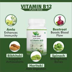 Tab Leaf Plant Based Vitamin B12 For Energy Booster, Immunity Booster | 60 Veg Tablets , 100gm 0.2lbs