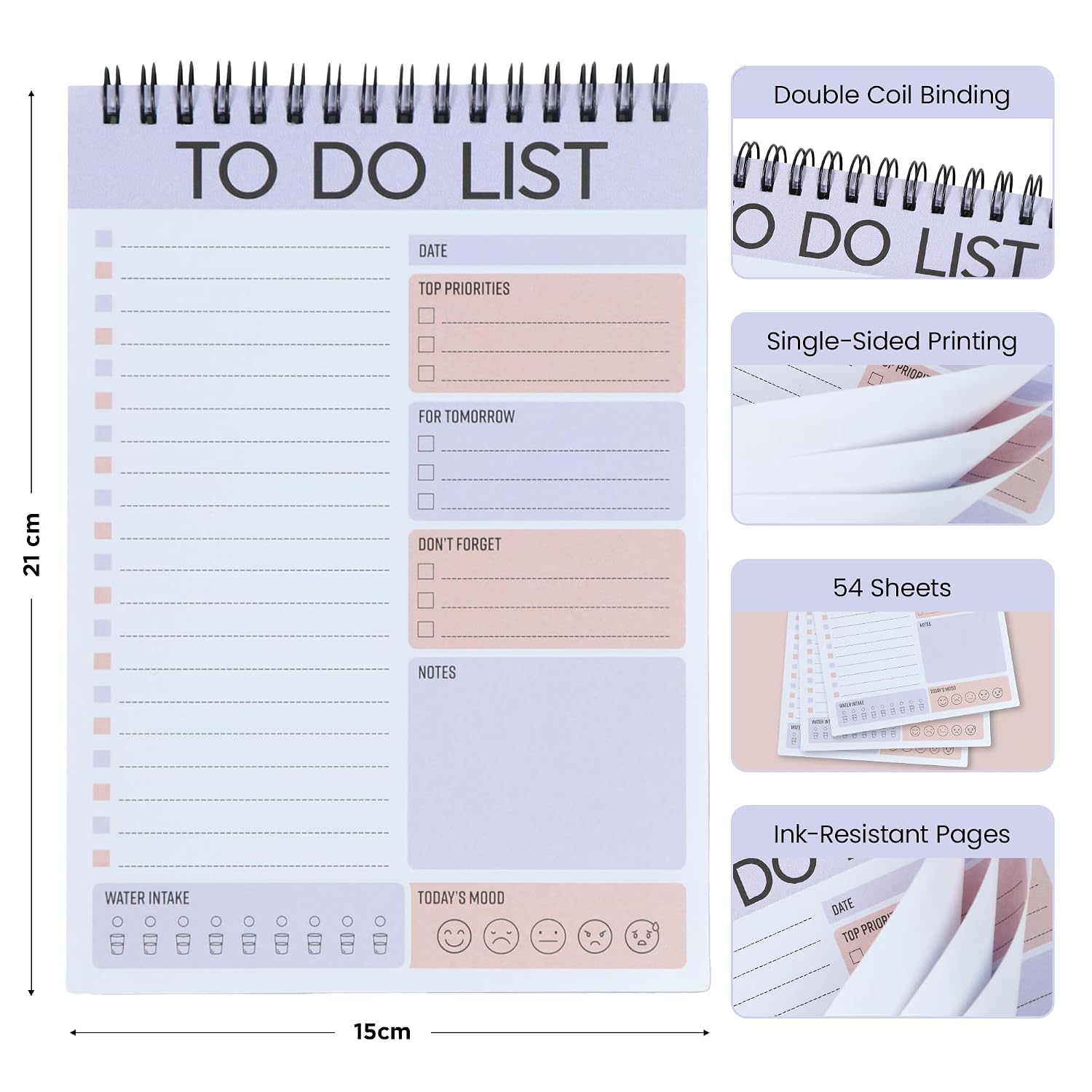 To Do List Notepad - Daily Planner/Organizer With Priority Sections, 60 Sheets, Pack Of 1