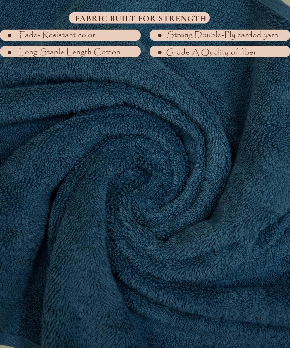Rangoli Soft Absorbent Durable Towels Earthly Egyption Cotton Plush Oversized Large Size Bath Towel 1200 Gsm (Teal)- Pack Of 2