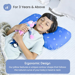 Memory Foam Pillow For Kids, For Extra Neck Support, Blue, Size - 20.5 X 11.5 X 2.5 Inch | Kids Pillow, Removable Cover, Royal Star Pattern Baby Pillow For Girls & Boys, For 3 Years & Above