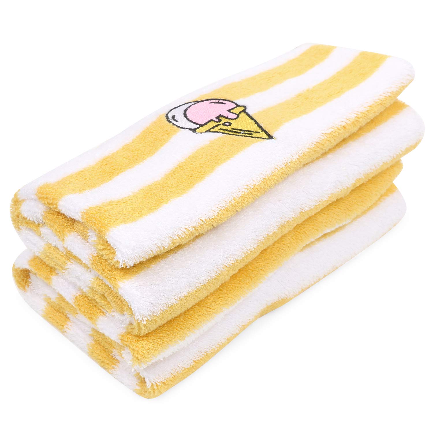My Milestones 100% Cotton Hand Towel 400 Gsm | Ultra Soft Attractive Embroidery Appliques Cotton Soft, Absorbent Hand Towel Perfect For Face (Set Of 2)- Yellow/White