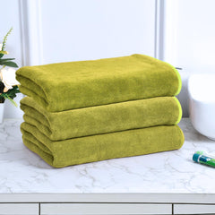 Black Gold The Finer Touch Microfiber Bath Towels 1500 Gsm | Super Absorbent, Lightweight, Ultra-Soft, Fade Resistant (Green) - Pack Of 3