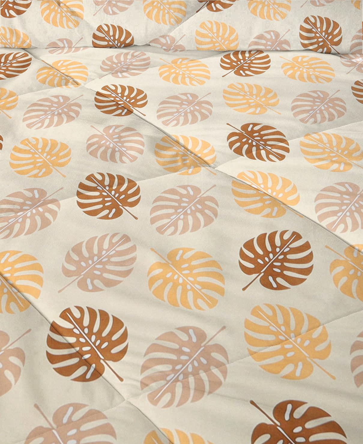 Bedding Set 1 Double Bedsheet, 2 Pillow Covers With 1 Comforter | 90 X 90 Inches, Beige & Brown | Perfect For Queen Bed Durable & Wrinkle Free - All Season Bedding