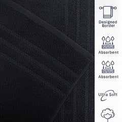 Troveo Super Soft Cotton Hand Towels 400 Gsm | Super Absorbent Multipurpose Hand Towel For Home Gym Workout Traveling Running & Kitchen (Black) - Pack Of 2