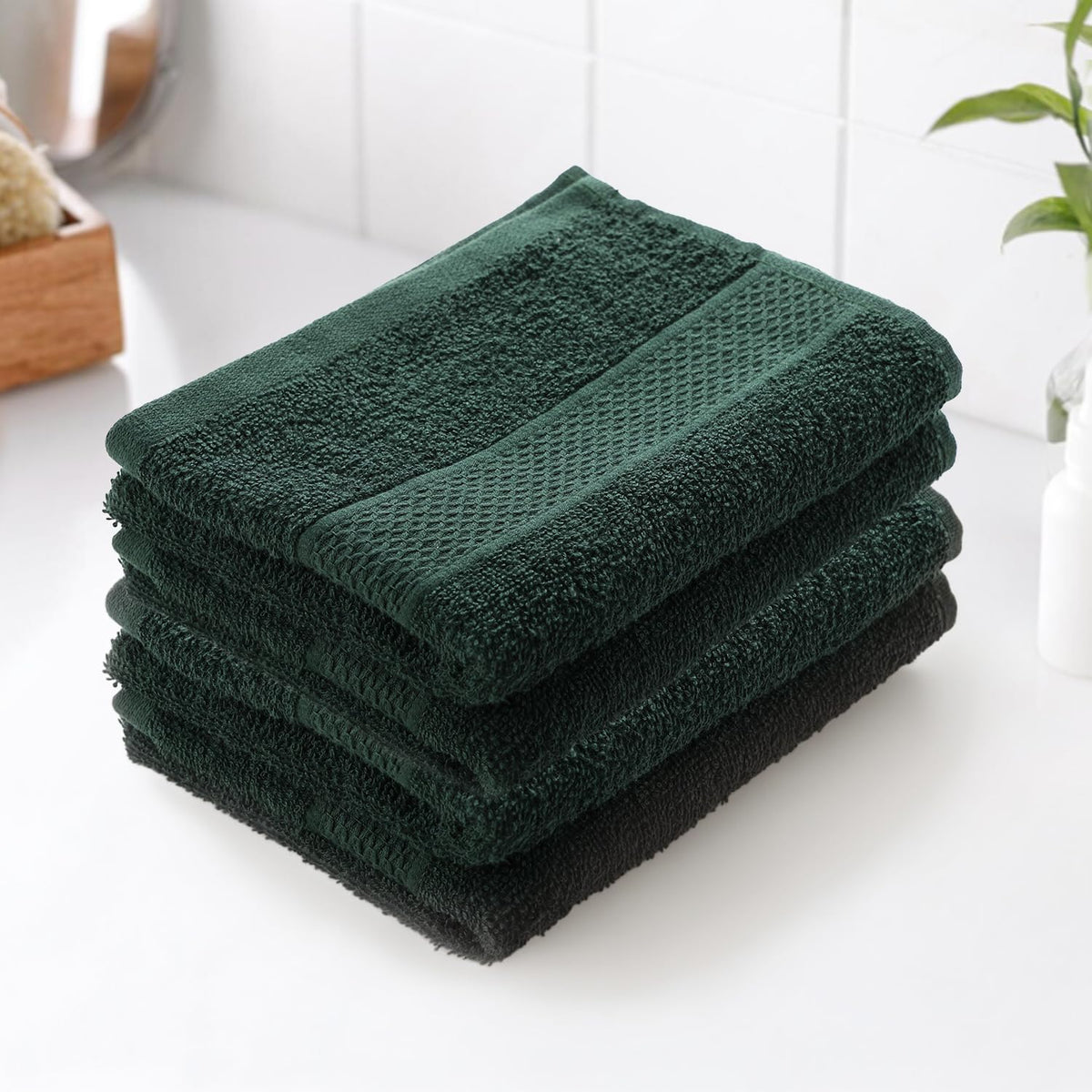 Earthy Fables Basic Hand Towel 800 Gsm | Pure Carded Cotton, Soft, Absorbent, Quick Dry & Skin-Friendly Towel - Pack Of 4 (Dusty Green)