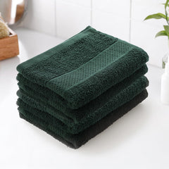 Earthy Fables Basic Hand Towel 800 Gsm | Pure Carded Cotton, Soft, Absorbent, Quick Dry & Skin-Friendly Towel - Pack Of 4 (Dusty Green)