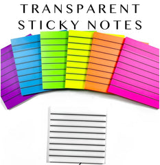 Transparent Sticky Notes, 50 Sheets Self Stick Lined Memos For School, Colors Bright - Yellow
