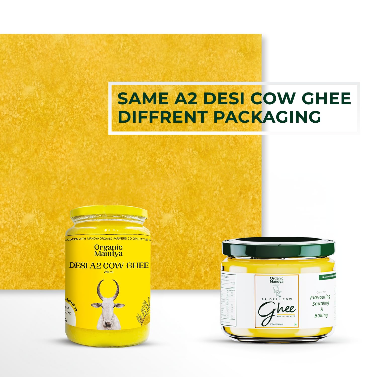 100% Pure A2 Desi Cow Ghee By Organic Mandya | Highly Nutritious Helps Keep Your Improves Hair Health Desi Cow Ghee | (275ml) 9.2 Ounce | Jar Pack